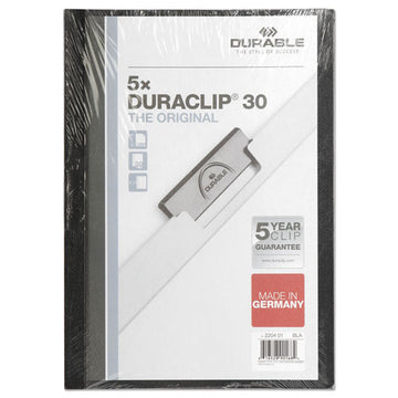 Durable® Duraclip Report Cover, Clip Fastener,  8.5 X 11, Clear-black, 5-pack freeshipping - TVN Wholesale